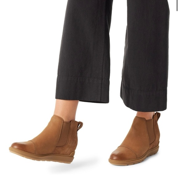 SOREL Evie II Chelsea Waterproof Brown-Tan Leather + Suede Ankle Boots 9 - Picture 2 of 12